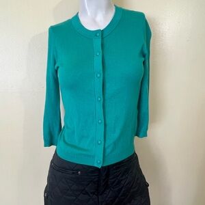 Kate Spade New York Sweater Cardigan green Bow Gold/GreenVintage Button XSmall